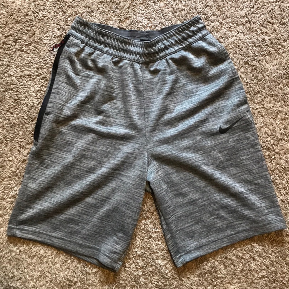 Nike Zipper Shorts - Gray Polyester Blend - Small